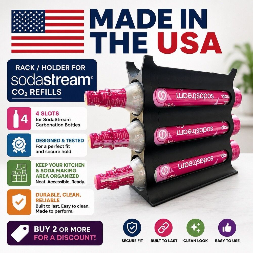 Stand Alone Rack For SodaStream CO2 Refill Tanks (Can Hold 4 Canisters) USA made